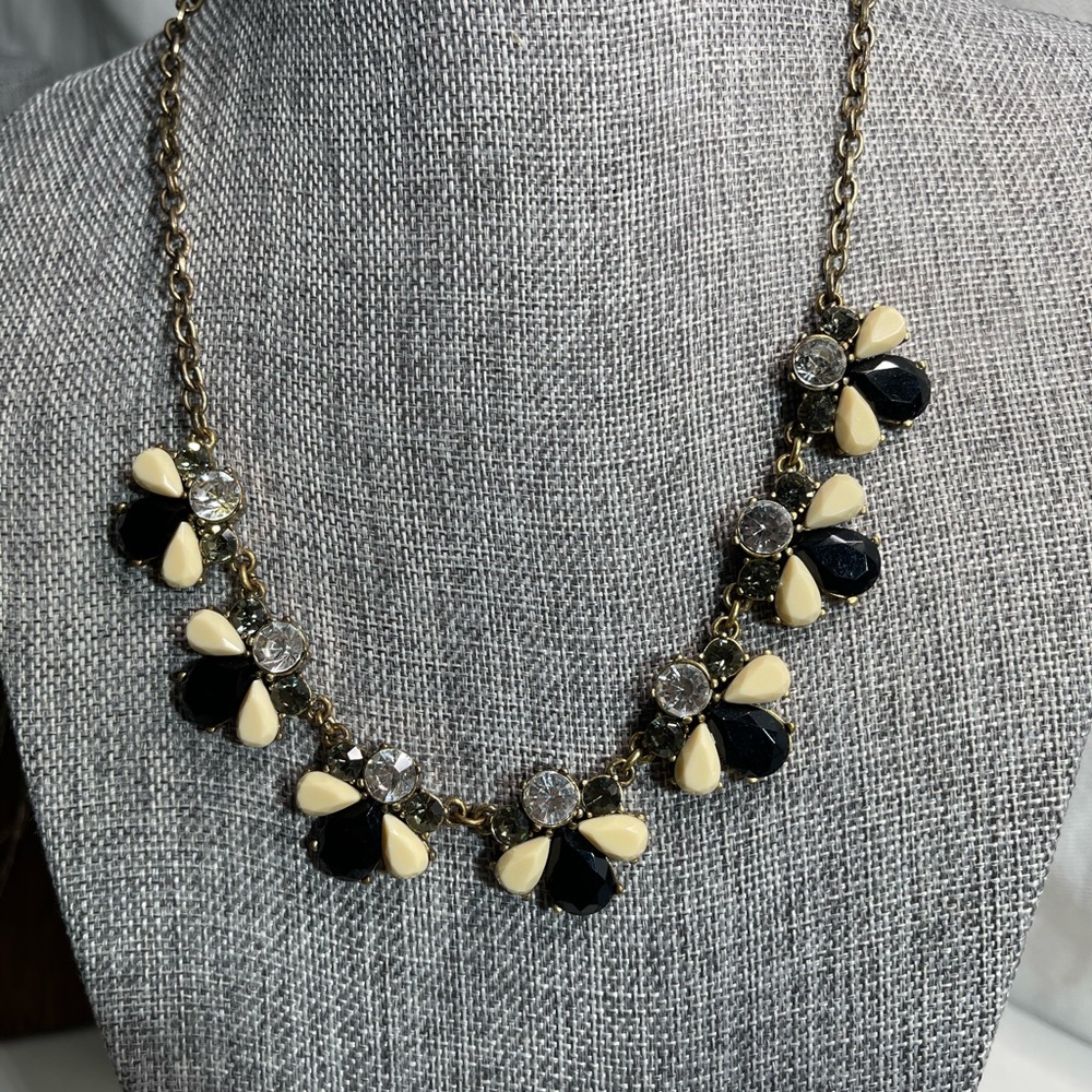 J. Crew Factory Black and Cream Beaded Necklace